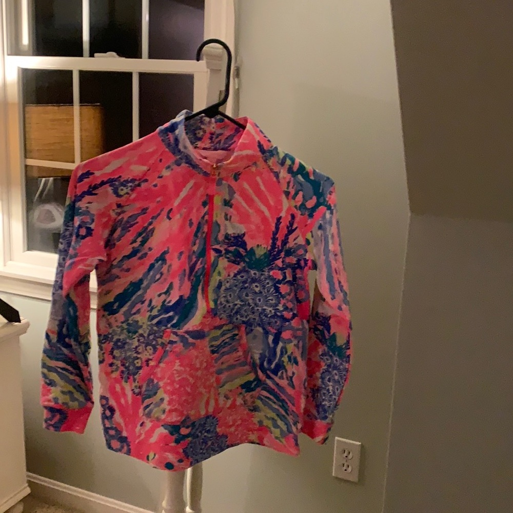 Lilly Pulitzer girls multicolored primarily bright pink 1/2 zip popover
